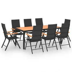 vidaXL Garten-Essgruppe Schwarz und Braun Garten-Möbel : Größe - 9-tlg.
