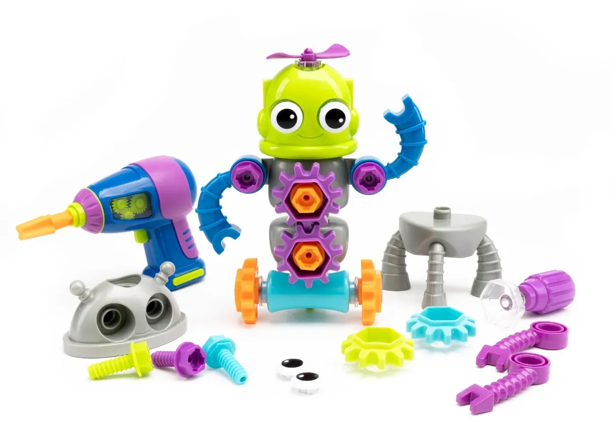 Educational Insights Schraube & Design Roboterwerkstatt Konstruktionsspielzeug - 60 Teile, bunt, Kunststoff, Aufbewahrungsbox