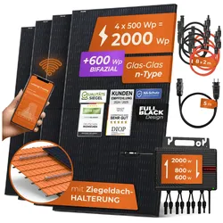 Solarway® Balkonkraftwerk 2000W komplett Steckdose - neuester 2000W Wechselrichter - Solaranlage Komplettset - 500W bifaziale Solarmodule & Envertech & Zubehör