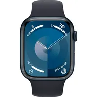 Apple Watch Series 9 45mm Schwarz (Schwarzes Silikon Armband M/L)