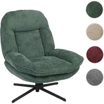 Mendler Relaxsessel HWC-P32 Chenille 80 x 96 x 80 cm Grün mit Wippfunktion