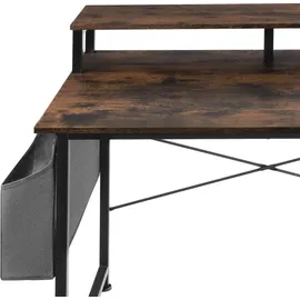 Tectake tectake® Schrebitisch, Industrial Style, mit Monitorständer und Aufbewahrungstasche, 120 x 60 x 110 cm
