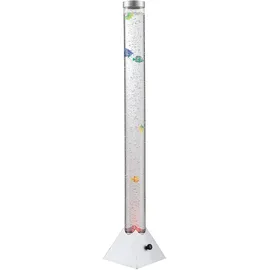GLOBO Wassersäule Stehleuchte Sprudelsäule Farbwechsel Dekolampe LED Stehlampe, mit 5 Deko-Fischen, Sprudelstärke einstellbar, LxBxH 21,5x21,5x120 cm