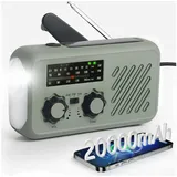 Tragbares Notfunk, Solar Powered Hand Cranked Am/Fm Radio, Notüberlebensradio, Notfunk, SOS Alarm 2000Mah tragbare Power Bank wiederaufladbares USB Handy Ladegerät, Outdoor Camping Taschenlampe