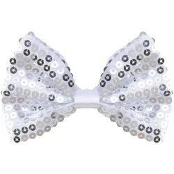 Silberne Glamour Fliege Mit Pailletten - OS
