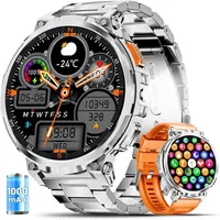Smartwatch mit Telefonfunktion,1.85'' HD 730mAh Lange Akkulaufzeit,LED Taschenlampe,IP68 Wasserdicht Fitnessuhr mit 100+ Sportmodi für Android iOS - Schwarz