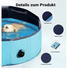 fudajo Hundepool 80 x 20 cm Blau