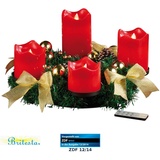 Britesta Adventskranz: golden, 4 rote LED-Kerzen mit bewegter Flamme