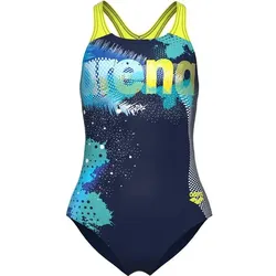 ARENA Kinder Schwimmanzug GIRLS LIGHT TRICKS, NAVY-SOFT GREEN-MULTI, 128