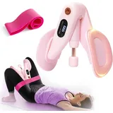 Xruiy Beckenbodentrainer & Beintrainer für Damen mit 360°-Drehfunktion–Oberschenkeltrainer mit, mit LED-Anzeige & verstellbarem Widerstand für Home-Workout rosa