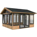 Palmako Pavillon Isabella 14,7 m2 - 90 mm - hellbraun tauchgrundiert