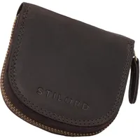 STILORD 'Cash' Wiener Schachtel Leder Vintage Münzbörse Münzetui mit Reißverschluss Slim Minibörse Kleine Geldbörse Schüttelbörse Echt Leder, Farbe:dunkel - braun