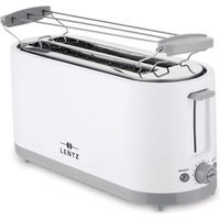 4-Scheiben Toaster weiß Langschlitztoaster Brötchenaufsatz Cool-touch-Gehäuse