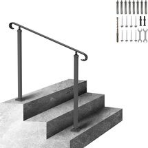 Vevor Treppengeländer 120x13,5x97 cm Handlauf Geländer für 2 oder 3 Stufige Treppen Eingangsgeländer formschön Höhe(bis zu 45 cm) & Winkel(0-52,8°) einstellbar Ideal für Veranden Eingänge Gärten