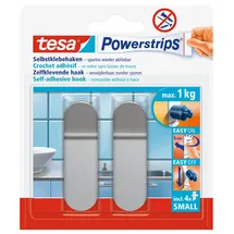 Tesa Powerstrips Haken Small Rechteckig, Edelstahl Haushaltsklebeband - Metall
