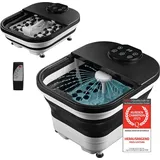 First Austria TZS First Austria Fußsprudelbad klappbar 500W mit 3 Aufsätzen & 6 Massagerollen - Fußbad mit Vibrations- & Luftblasenmassage, Infrarot- & Heizfunktion - Elektrische Fußbadewanne