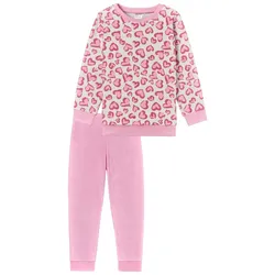 SCHIESSER Mädchen Schlafanzug Set - lang, Girls World 1, Frottee Rosa/Weiß 104