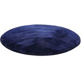 Homie Living Badematte Porto Azzurro, Höhe 30 mm, rutschhemmend beschichtet, fußbodenheizungsgeeignet, schnell trocknend, Polyester, rund, Badteppich, uni, rechteckig & rund, waschbar, Badezimmerteppich blau rund | Ø 90 cm x 30 mm