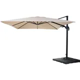 MCW Ampelschirm A96 3x4m Alu Creme mit Ständer