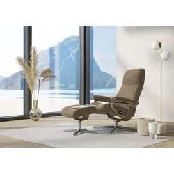 Relaxsessel STRESSLESS "View", braun (almond paloma), B:91cm H:110cm T:85cm, Leder PALOMA: PALOMA ist ein durchgefärbtes Semianilin-Möbelleder mit natürlicher Narbung., Sessel, mit Cross Base, Größe S, M & L, Holzakzent Eiche