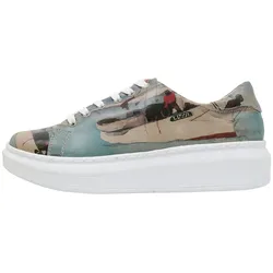 Plateausneaker DOGO "Damen Myra Arizona Dream Vegan Damen Sneaker / Female", Damen, Gr. 36, Normalschaft, blau (beige, blau), Lederimitat, Schuhe, Vegan