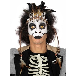 Metamorph Kostüm Voodoo Stirnband, Unverzichtbar zum Zaubern: Kopfschmuck mit Knochen braun