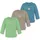 normani Outdoor Sports 3er Pack Baby Merino Longsleeve Taupo in Blau/Beige/Grün | Gr.: 110/116