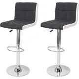 MCW Barhocker G87 2er-Set 2er Set Stoff/Textil Dunkelgrau mit Kunstleder Weiß Chromfuß