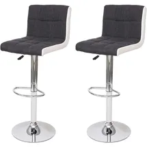 MCW Barhocker G87 2er-Set 2er Set Stoff/Textil Dunkelgrau mit Kunstleder Weiß Chromfuß