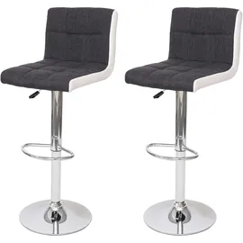 MCW Barhocker G87 2er-Set 2er Set Stoff/Textil Dunkelgrau mit Kunstleder Weiß Chromfuß