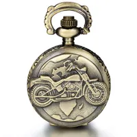 JewelryWe Herren Taschenuhr, Retro Motorrad Uhr Anhänger Analog Quarz Kettenuhr Pullover Halskette Kette für Vatertag