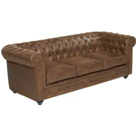 vente-unique Couchgarnitur 3+1+1 - Microfaser - Vintage-Look - CHESTERFIELD