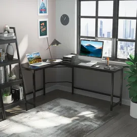 Vinsetto Computertisch Eckschreibtisch höhenverstellbar Metall Schwarz 168 x 120 x 75 cm - Vinsetto