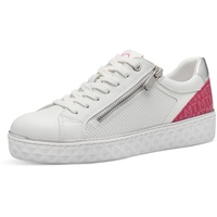 Marco Tozzi Damen Sneaker flach Vegan Freizeit, Mehrfarbig (White Pink), 37 EU