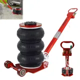 LARS360 Pneumatischer Wagenheber 3T Autoheber 150-400 mm Hubhöhe Schnelles Hub Luftheber mit Verstellbarer Griff Wagenheber Luftkissenheber 6600LBS für Familienautos Minivans, Rot