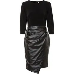 bonprix Lederimitat-Kleid mit Jersey-Oberteil, schwarz, 40/42 (M)