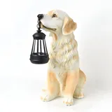 Tuzsocr Solar Gartenstatuen,Hund Figuren mit LED Solar Laterne,Tier Statue aus Harz,Solar-Gartenleuchte,Wetterfest und frostsicher,Kann zur Dekoration von Garten und Zimmern verwendet Werden (Stil 4)