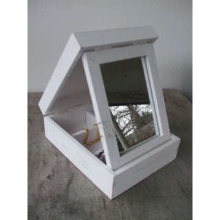 Charmante Schmuckbox, Schmuckkästchen, Spiegel,  Holz, weiss inkl. Versand