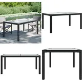 Gartentisch 150x90x75 cm Gehärtetes Glas Poly Rattan Schwarz - Gartentisch - Polyrattan Tisch - Esstisch - Gartenmöbel - Balkonmöbel - Home & Living