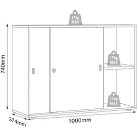 VCM Salia Aktenschrank 100 x 37,4 x 74 cm anthrazit