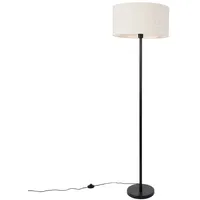 QAZQA Stehlampe schwarz mit Schirm hellgrau 50 cm -