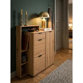 KADIMA DESIGN Schuhkipper Eiche-Dekor 98 x 110 x 30 cm geschlossen mit Schublade braun