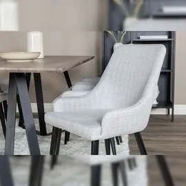 VCM Ebuy24, Essgruppe Esstisch El Holz dekor grau und 6 Plaza Esszimmerstühle hellgrau, schwarz.