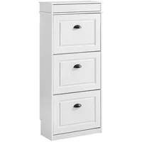 SoBuy Schuhschrank Weiß, Holzwerkstoff, 53x118x24 cm Garderobe, Schuhaufbewahrung, Schuhkipper
