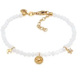 Elli PREMIUM Mondstein Perlen Sonne Mond Stern Zirkonia Weiß 925 Sterling Silber vergoldet Armbänder & Armreife   Damen 