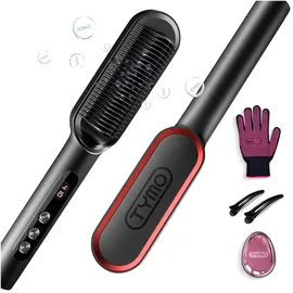 TYMO Haarglätter Bürste - Schnelles Glätten, Ionen Anti-Frizz, 9 Temperatureinstellungen, LCD Bildschirm