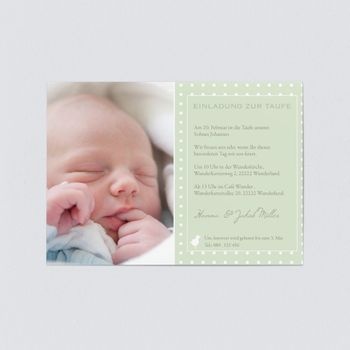 Einladungskarten Taufe (5 Karten) selbst gestalten, Einladung Taufe Küken - Grün - Grün