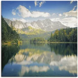 Wandbild ARTLAND "Zugspitze mit Eibsee", beige (farbe bild(er): naturfarben), B:70cm H:70cm, Bilder, als Alubild, Leinwandbild, Wandaufkleber oder Poster in versch. Größen