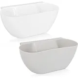 Navaris 2x Auffangschale für Küchenabfälle zum Einhängen - 2er Set Mülleimer Abfall Behälter für Bio Müll - Abfalleimer in Grau Weiß