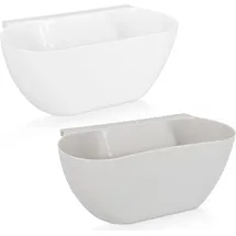 Navaris 2x Auffangschale für Küchenabfälle zum Einhängen - 2er Set Mülleimer Abfall Behälter für Bio Müll - Abfalleimer in Grau Weiß